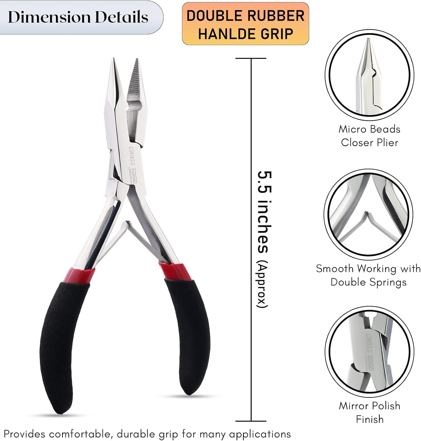 Hair Extension Tools Microlink Bead Remover Plier for Hair Extensions Removal Micro Ring Beads Opener 5.5 Inch Pliers Comfortable Grip Handles