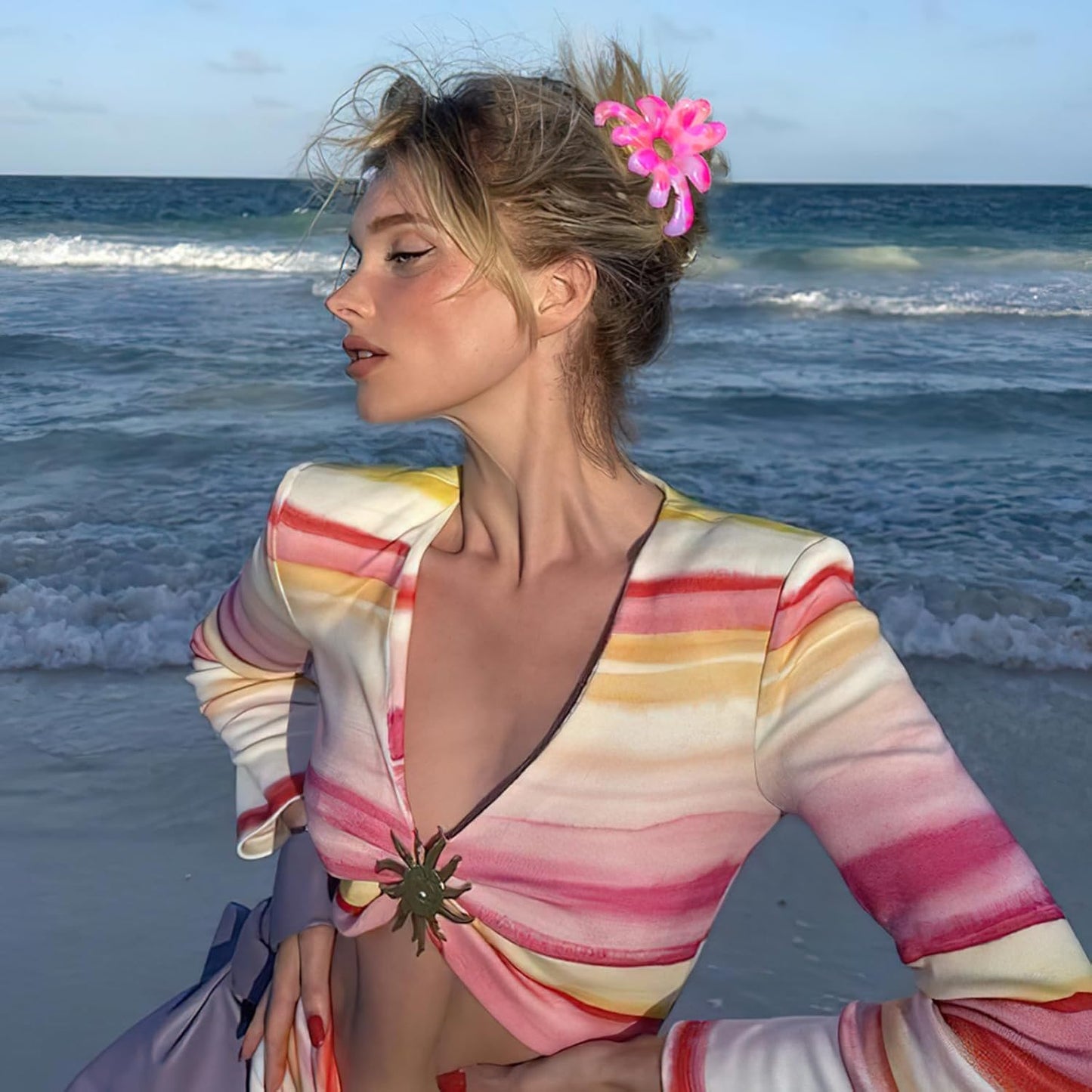 Hair Clips for Women,6PCS Big Flower Claw Clips for Thick Thin Hair,Strong Hold Cute Hair Accessories for Girls,Nonslip Beach Vacation Essentials Summer Accessories (colorful)