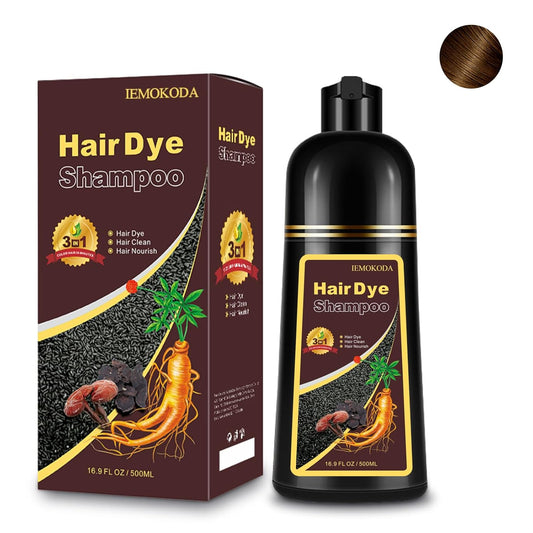 Hair Dye Shampoo 3-in-1, Instant Natural Hair Color Shampoo for Women Men Champu Para Canas Mujer Coffee, Lasting 3-4 Weeks & Easy to Use & All Hair Types & Root Touch Up, 500ml