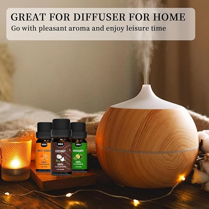 Essential Oils Set,Fruity-Essential Oils for Diffuser for Home, Diffuser Oils Scents for Aromatherapy,Candle&Soap Making,Humidifiers 6 X 10ML
