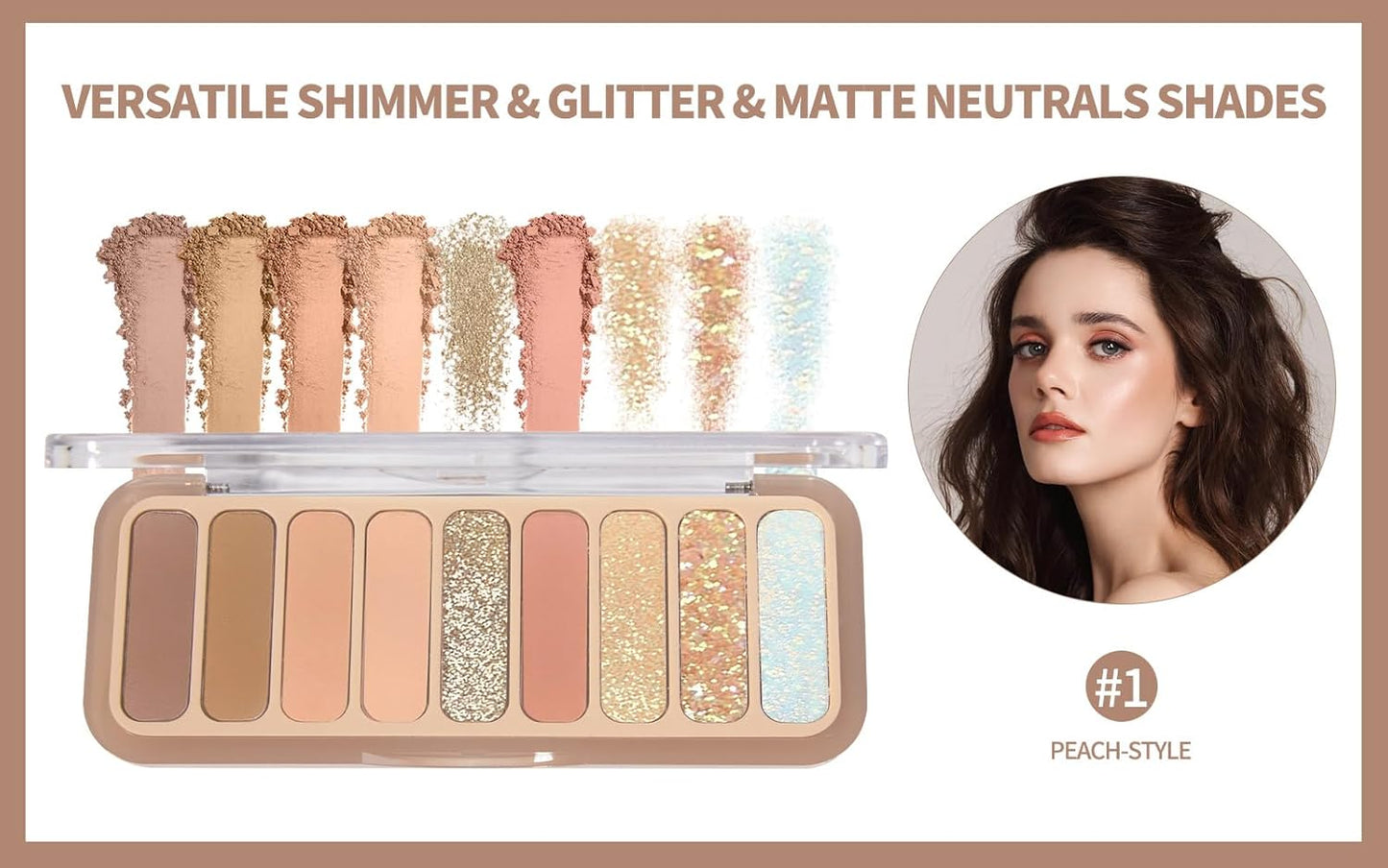 Naked Eyeshadow Palette 9 Colors Neutral Nude Matte Shimmer Glitter Eye Shadow Pallet High Pigmented Ultra-Blendable Naturing-Looking Waterproof Long Lasting Makeup Palette