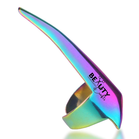 Pro Hair Parting & Sectioning Rings-Stainless Steel Finger Braiding Pick Tool for Precise Hair Styling and Extension Installations (1 PC Rainbow)