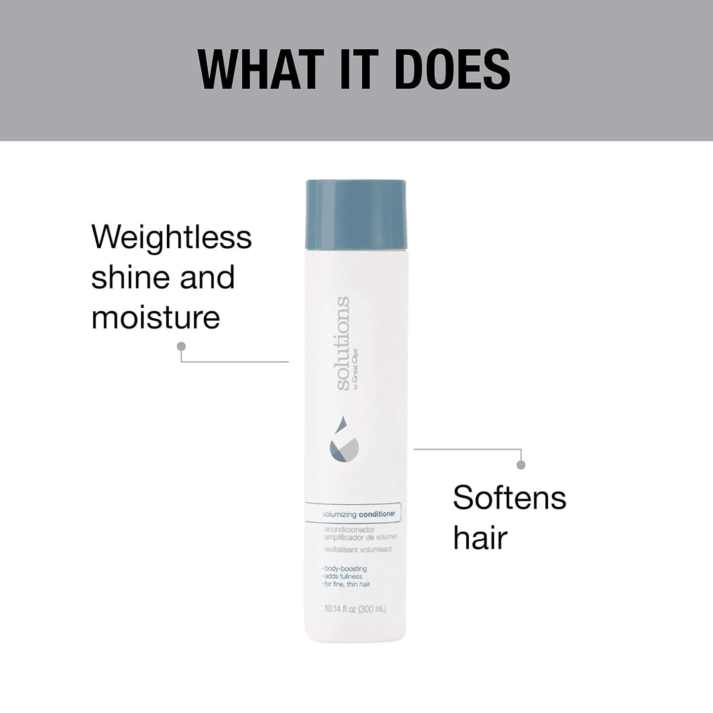 GREAT CLIPS Solutions Volumizing Conditioner, 10oz | Adds Volume, Thickness, & Shine | For Fine, Thin, & Oily Hair