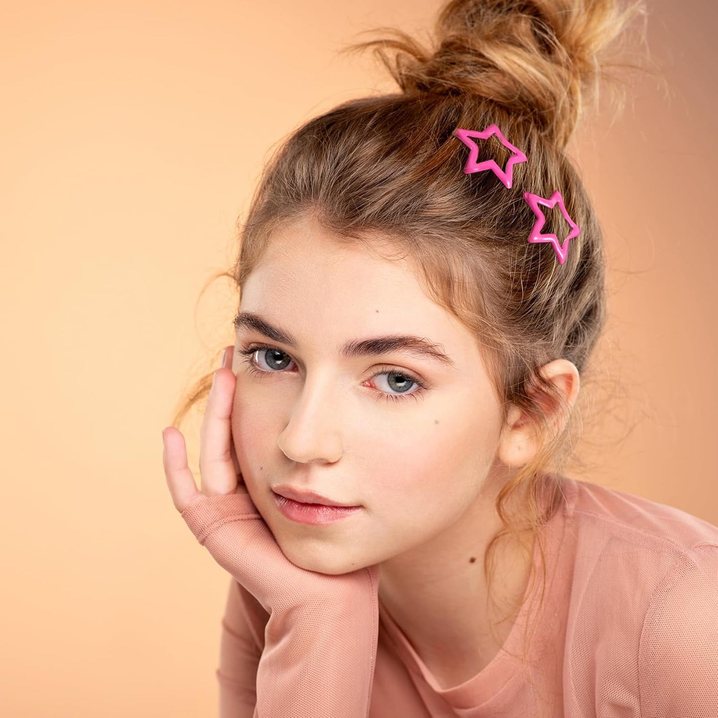 Joez Wonderful 20 Pcs Star Hair Clips, 1.2''/3cm Metal Snap Hair Clips, Cute Star Clips Hair Barrettes, Non-Slip Fashion Hair Accessories for Women (Dark Pink)