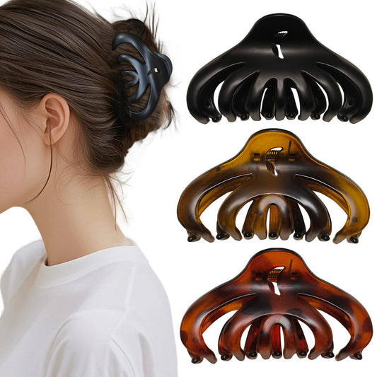 3.5 Inch Hair Claw Clips, Unbreakable No Slip Matte Claw Clip for Women's Thin & Medium Thick Fine Hair, 3 Pack