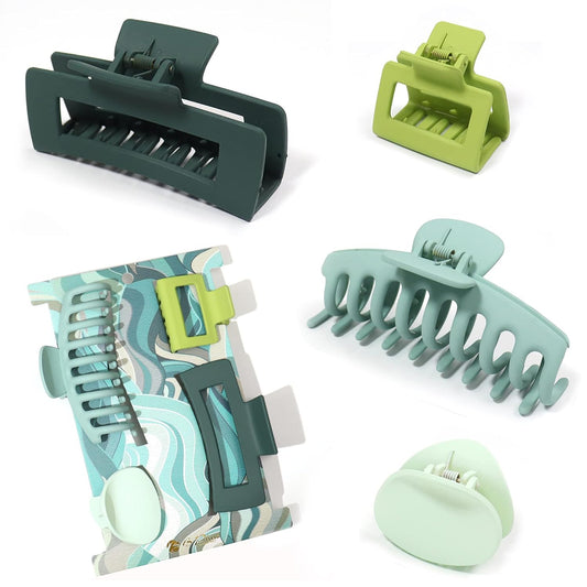 Hair Claw Clips Set for Women and B.PHNE Non Slip Strong Hold Grip Jaw Clamps for Thick Hair Matte Tone Cute Square & Banana Stylish 4 Pack