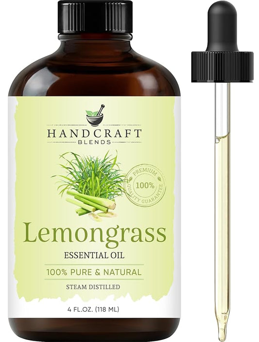 Handcraft Blends Lemongrass Essential Oil - Huge 4 Fl Oz - 100% Pure and Natural - Premium Grade Essential Oil for Diffuser and Aromatherapy