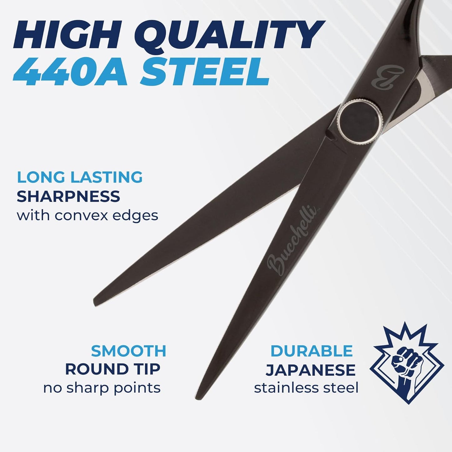 6.5 Inch Hair Cutting Scissors Professional - Japanese 440A Black Barber Shears - Micro Bevel Edge with Adjustable Tension Knob - Hair Shears Black (Black Right 6.5")