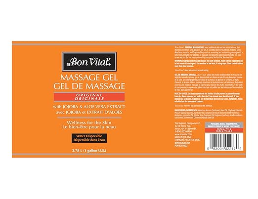 Bon Vital' Original Massage Gel for a Versatile Massage Foundation to Relax Sore Muscles and Repair Dry Skin, Superior Glide & Gentle Friction for Clients, 1 Gal, Label may Vary