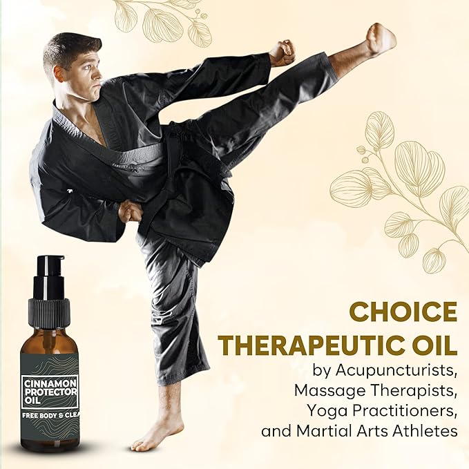 Massage Oil for Neck Massage, Muscles, Cupping, and Massage Tools. Aromatherapy Essential Oils and Herbal Extracts Cinnamon Protector Oil by Artemis Therapeutics