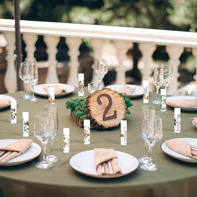 50 Pcs Woodland Lip Balm Gift Bulk, Forest Animals Baby Shower Favors Lip Care, Moisturizing and Nourishing Lip Balm for Baby Shower Guests Supplies