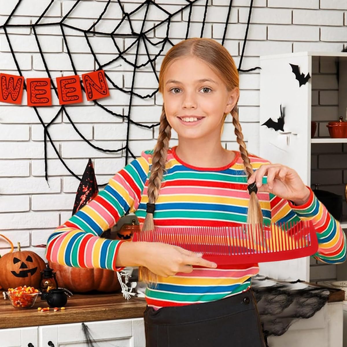 Party Carnival Giant Comb - Giant Wide Comb for Halloween & Carnival,Oversized Prank Hair Styling Tool（Red）