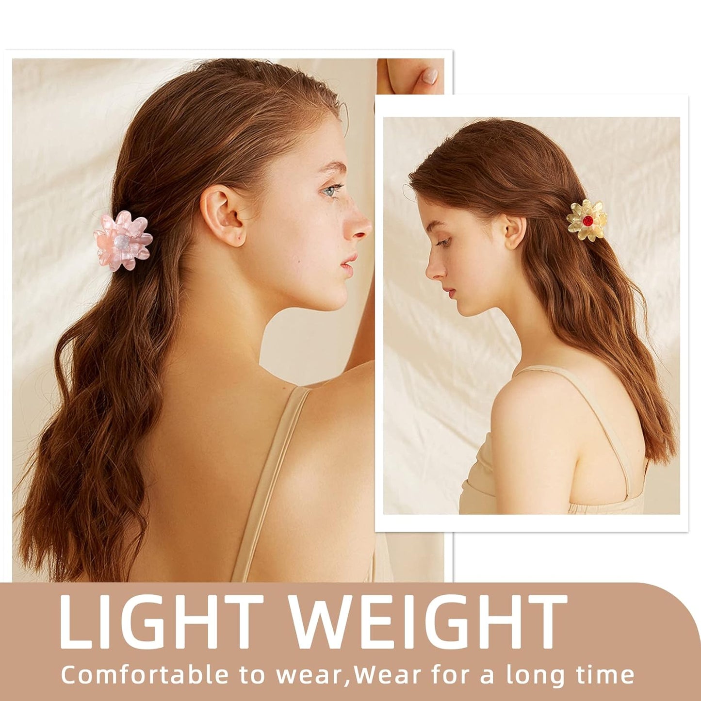 Jayongnee 3 PCS flower Hair Claw Clips for Women - Non-Slip Hair Clamps for Thin or Thick Hair - Cute flower Hair Accessories for Women Girls - Elegant Hair Styling Accessories (Multicolor, Medium)