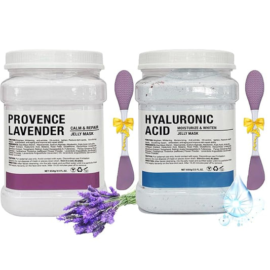 Jelly Mask Powder for Facials Care,Hyalorunic Acid Jelly Face Mask,Rose Jelly Face Mask,Brightening & Hydrating Gel Face Masks with Double-ended Silicone Brush, 23 Fl Oz