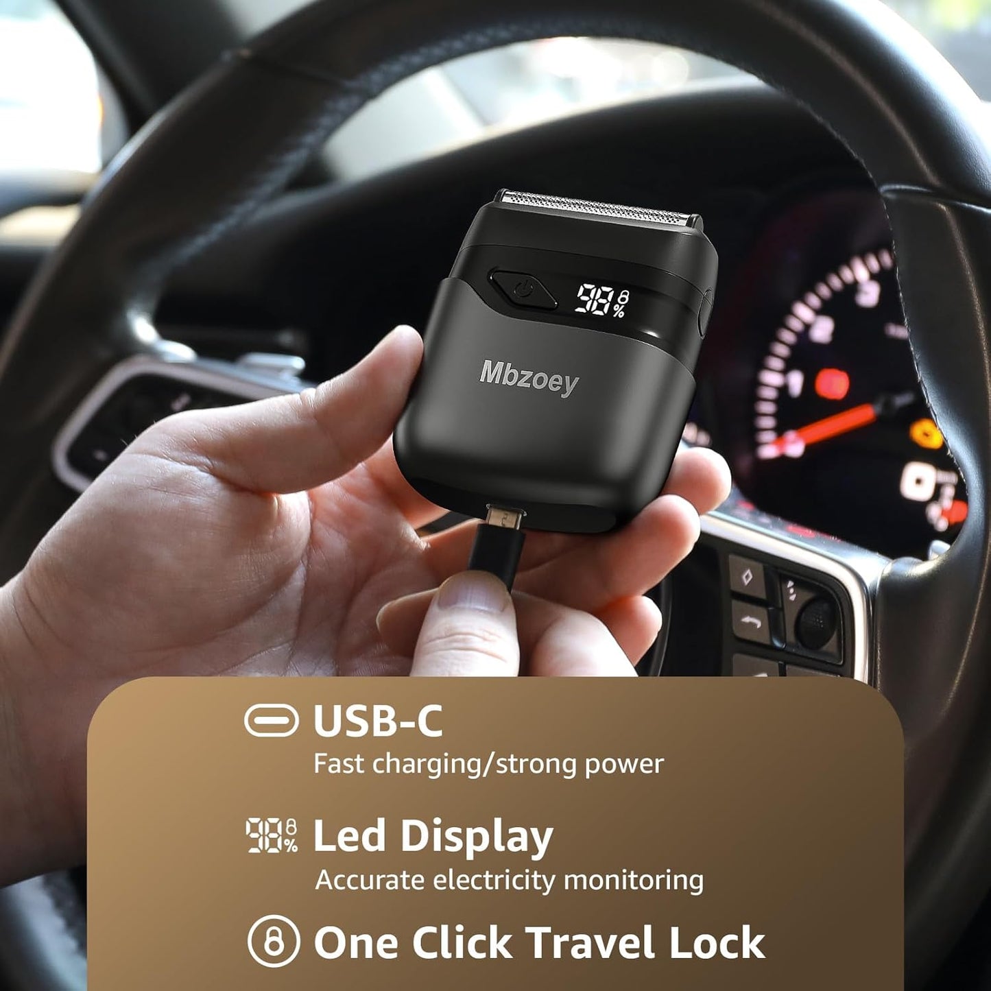 Mini Electric Razor for Man: Electric Foil Shavers for face - IPX7 Waterproof Cordless Razor with LED Display & Fast Charge - Micro-Comb Technology & Upgraded Blades, Carbon Black