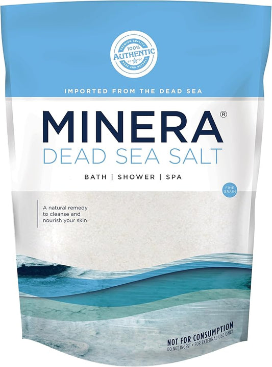 Minera Dead Sea Salt, 100% Pure & Natural, (3 x 5 lbs.) Fine Grain (0-1.7 -4mm) Bulk Bag, Easily Dissolving Dead Sea Salts for Soaking & Bathing, Skin Nourishing Fine Sea Salt, Unscented