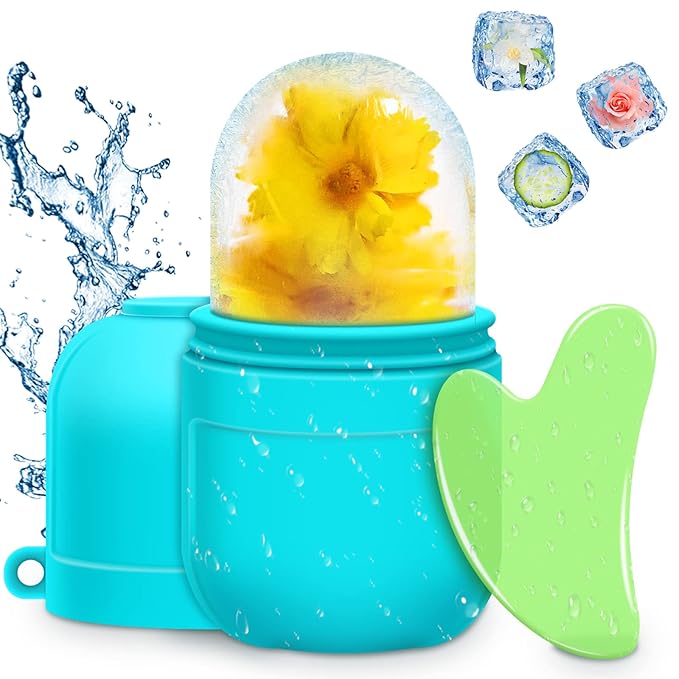 AURUZA Ice Face Roller and Gua Sha Set, Facial Ice Roller & Gua Sha Massage Tool for Face & Eye Puffiness Relief, Shrink Pores, Improve Skin Condition