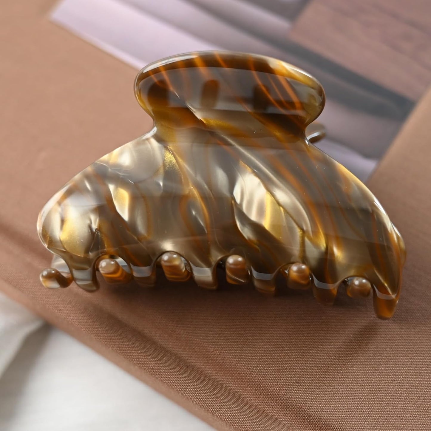 Handmade Celluloid Acetate French Design Barrettes Tortoise Shell Claws Hair Claw Luxury Fashion Accessories Hair Clip for Women (marble coffee)