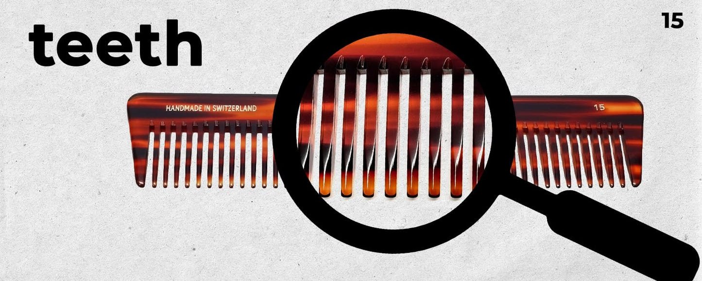 Hand-made European Swiss Tortoise comb #15 7 3/8"x 1 9/16"Inch Havana Brown Gold