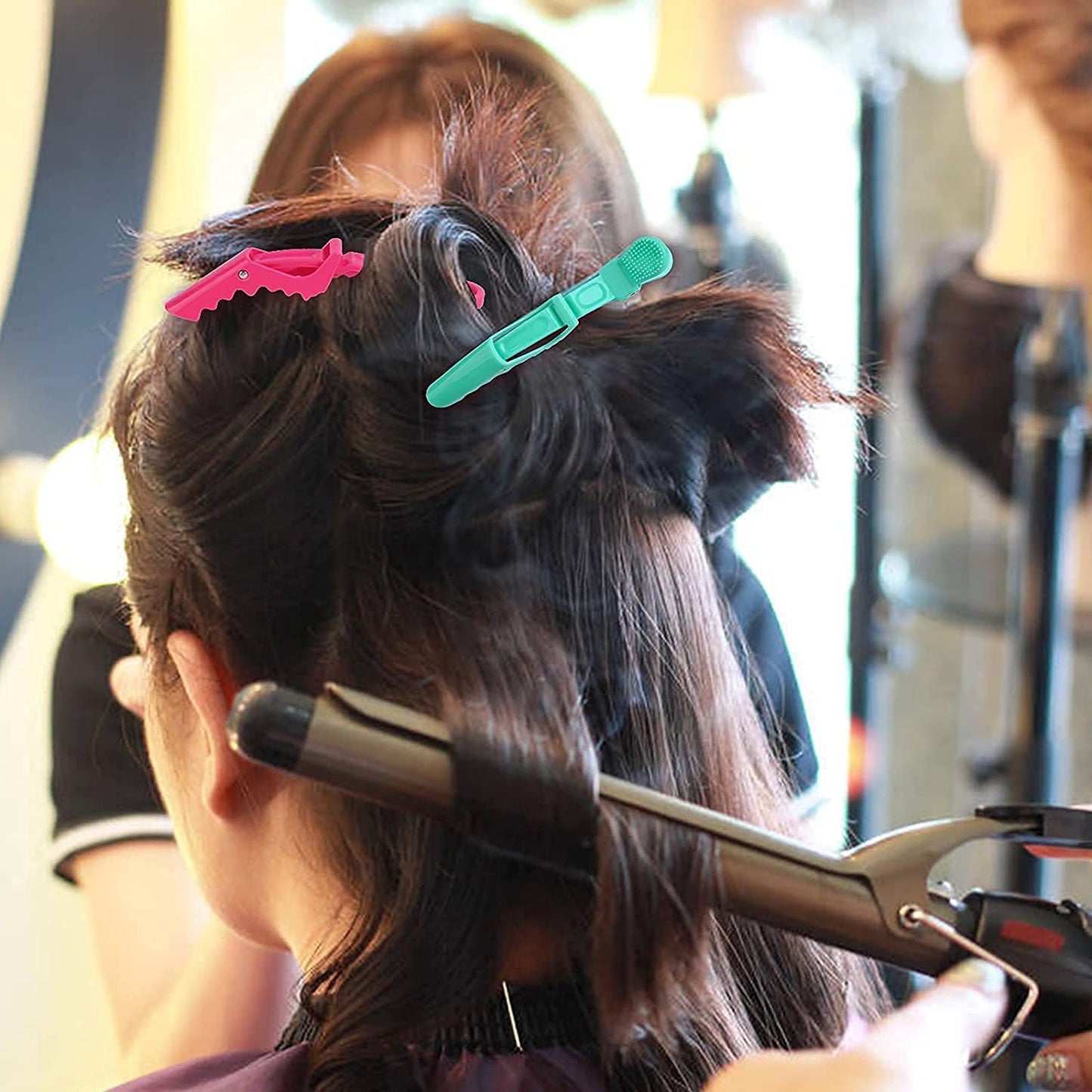 10pcs/set Multicolor Croc Clips Transparent Plastic Hairdresser Clip Hair Styling Sectioning Barrettes Professional Non Slip Alligator Clips Salon DIY Accessories Hairpins (10pcs-Light Pink)