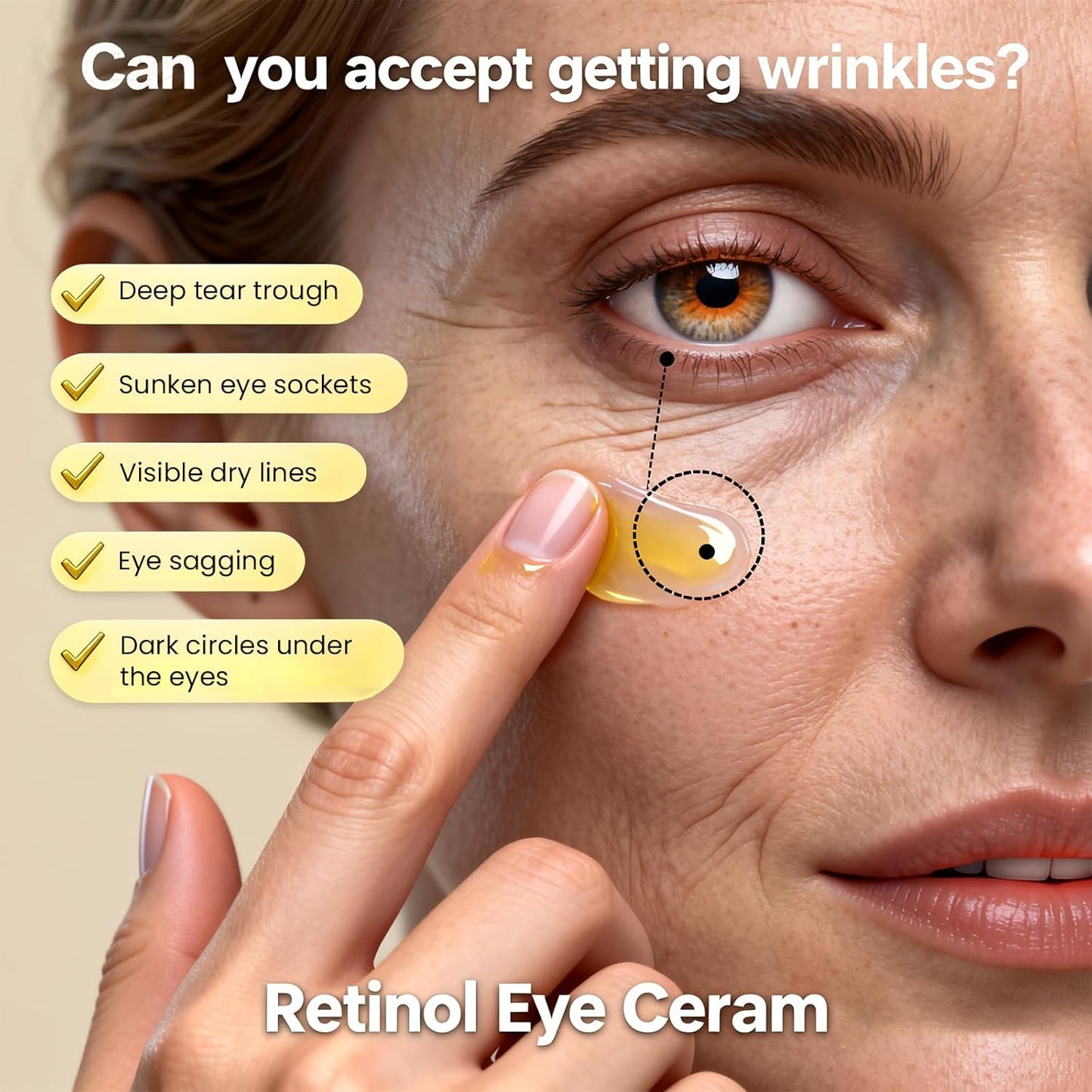 Retinol Under Eye Cream,Vitamin E & Niacinamide – Reduces Appearance of Wrinkles & Dark Circles&Puffiness, Anti-Aging Eye Cream for Fine Lines,Daily & Night Use,Men & Women (1 fl.oz)