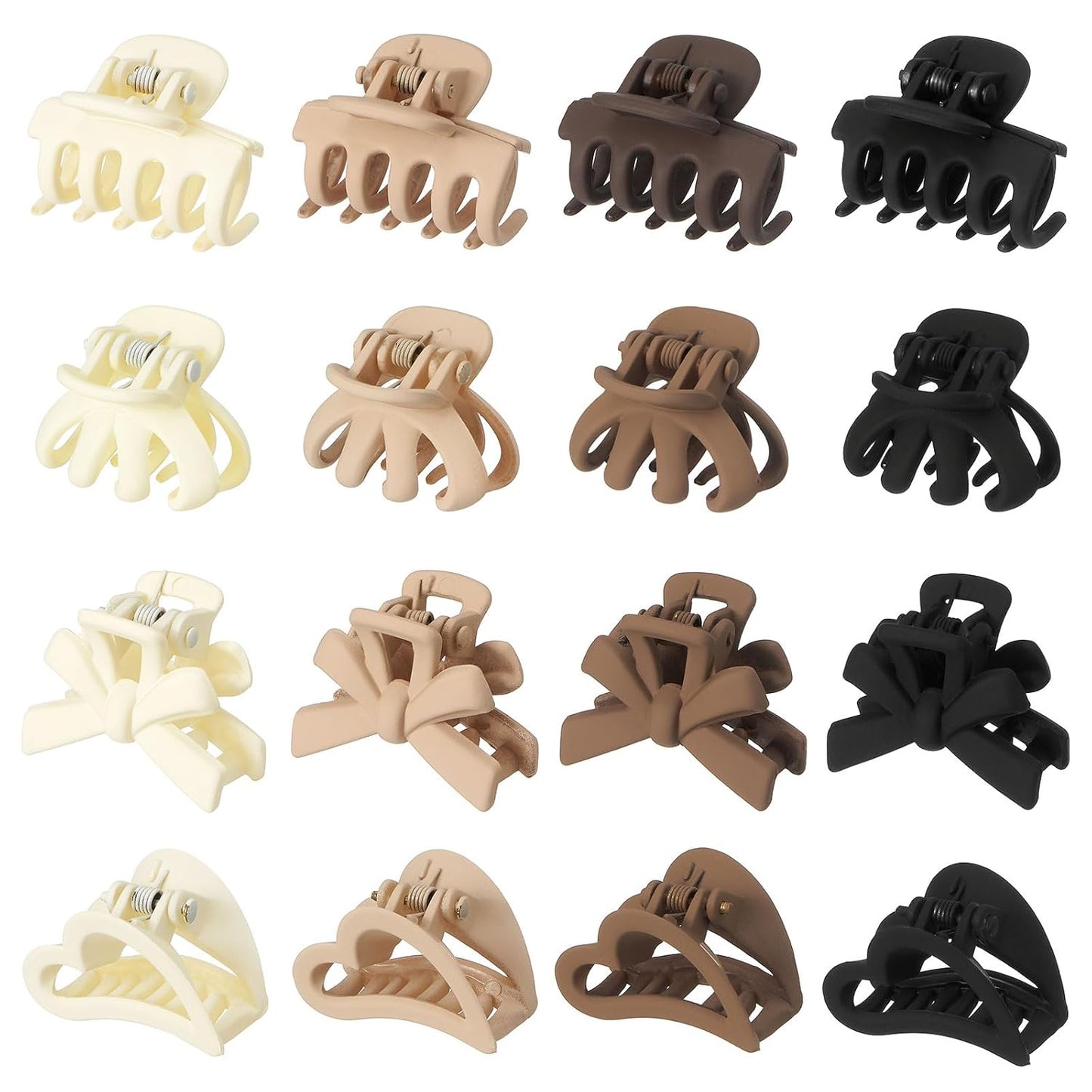 Small Hair Clips for Girls 16PCS 4Style Colourful Matte Mini Claw Clips for Women Non Slip Bangs Pins for Thin/Thick Hair(16PCS-Style 3)