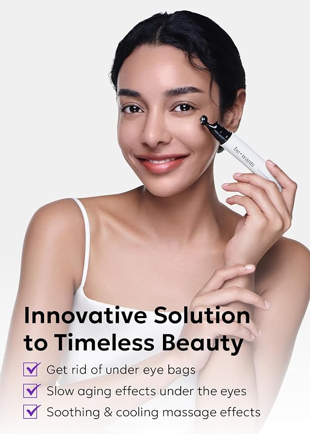 Bewants Instant Eye Bag Remover, Phyto Collagen Roll-On Serum Stick – Refreshing Under Eye Massage with 61% Bamboo Water & 10% Phyto Collagen (2 Pack)