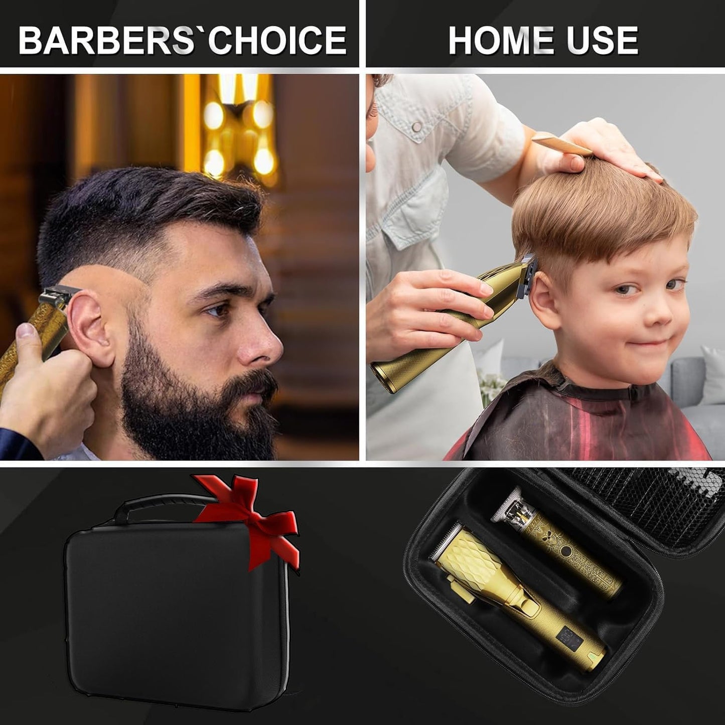 Professional Cordless Hair Clippers and T-Blade Beard Hair Trimmer Sets for Men, Barber Clippers with Travel Case, Rechargeable Home Haircut Beauty Kit for Men