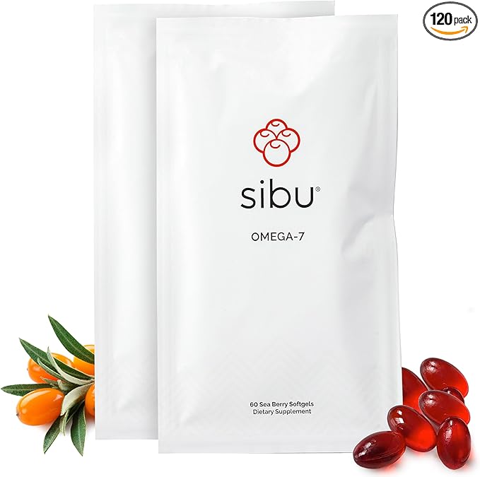 sibu Omega-7 Softgels, Premium Organic Himalayan Sea Buckthorn Oil (120ct, 60 Day Supply) – Supplement for Healthy Skin, Hair, Nails and Dryness