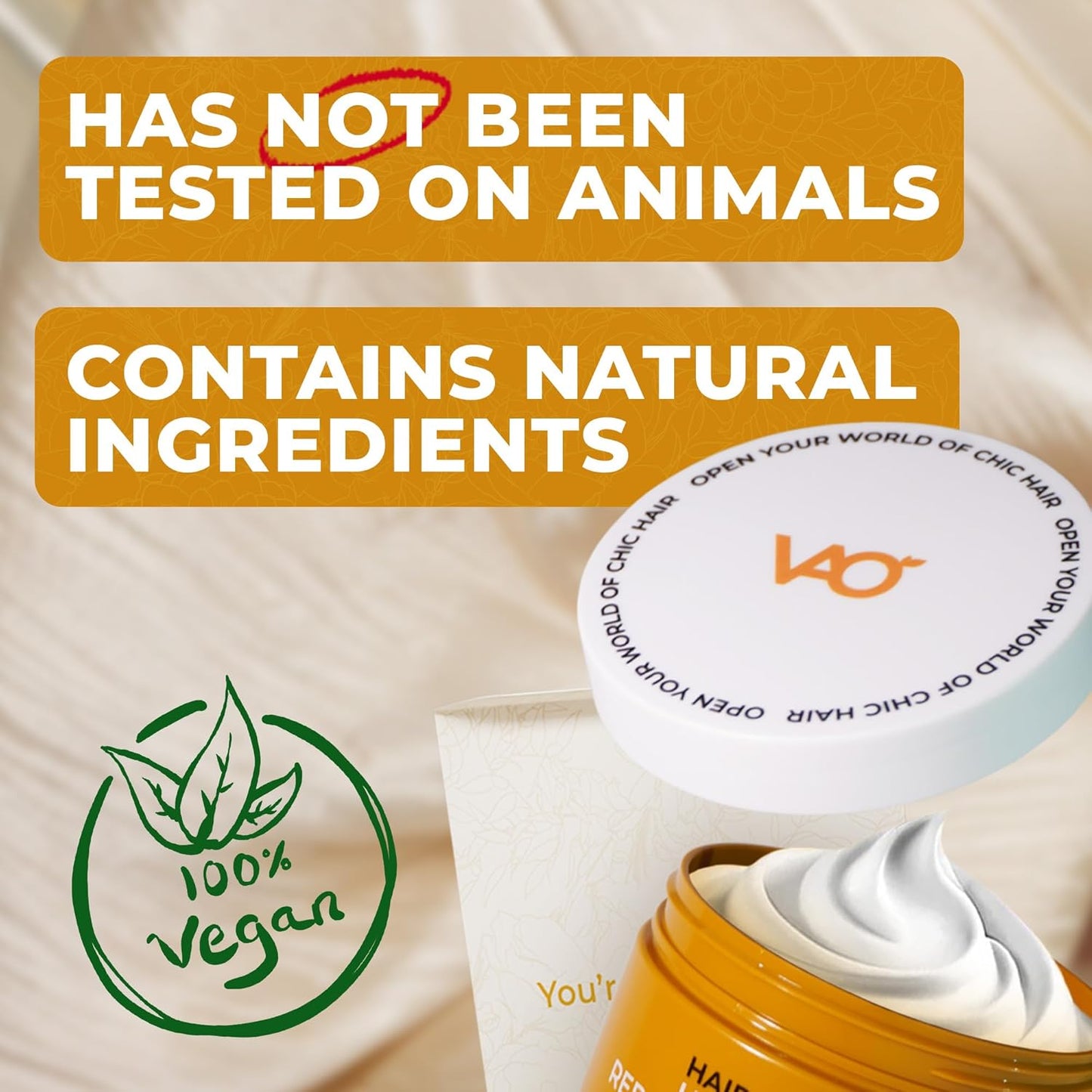 VAO Deep Conditioning Hair Mask for Damaged Hair – Intensive Hydrating Hair Treatment with Argan Oil, Shea Butter, Keratin, Hyaluronic Acid – Deep Conditioner for All Hair Types – 11.8 Fl Oz