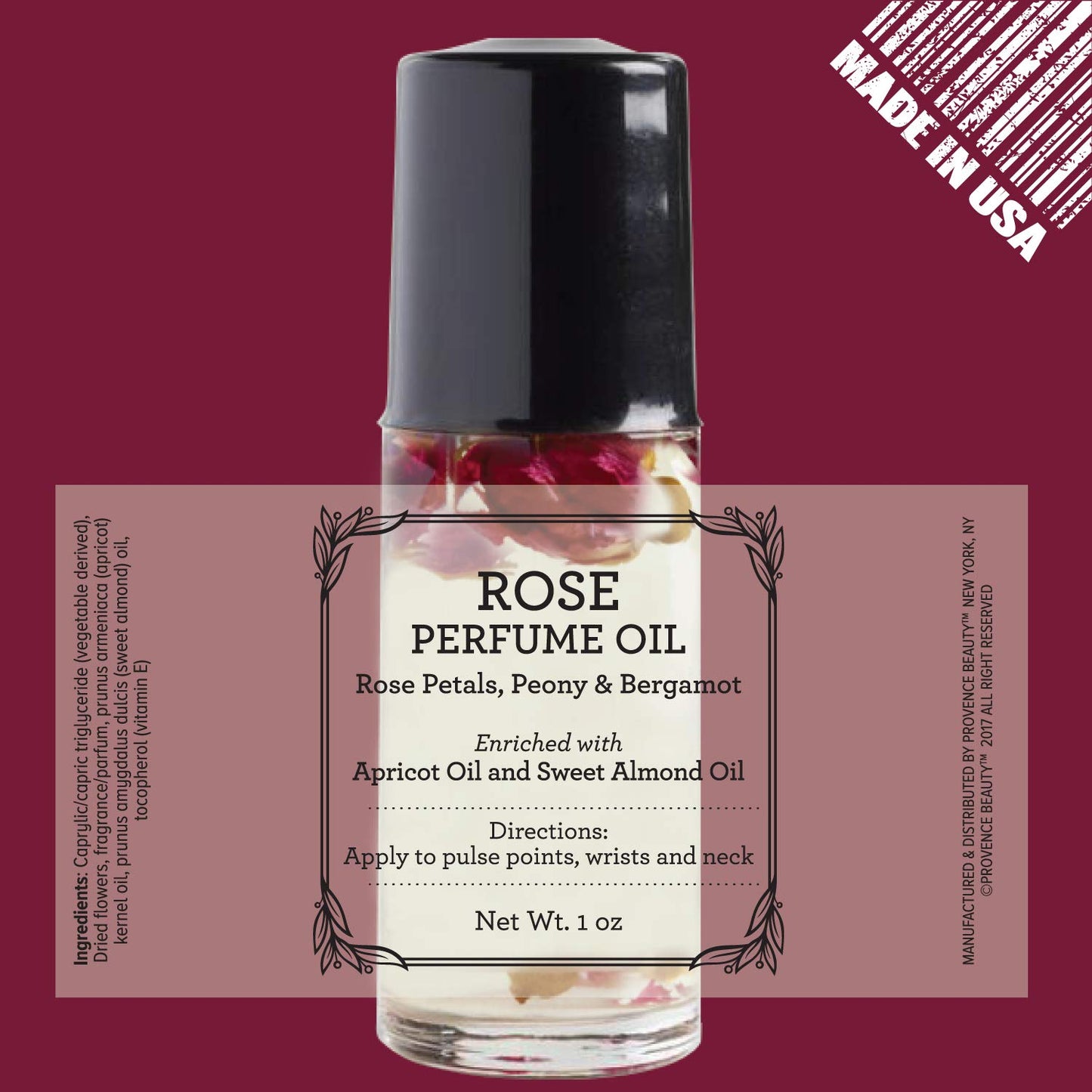 BEAUTE DE PROVENCE - Floral Rose Petals - Body Oils for Women Perfume - Day and Night Moisturizer for Dry Skin Enriched with Apricot Oil, Sweet Almond Oil, Vitamin E Fractionated Coconut Oil - 1 Fl Oz