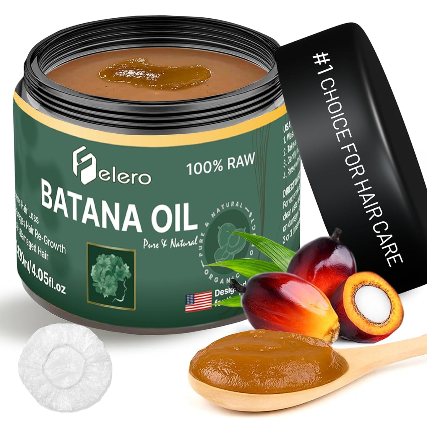 Raw Batana Oil for Hair Growth 4.05 oz - Pure Organic Treatment from Honduras by Dr. Sebi for Thicker, Stronger Hair and Hair Loss Prevention for All Hair Types and Beard Growth by Felero
