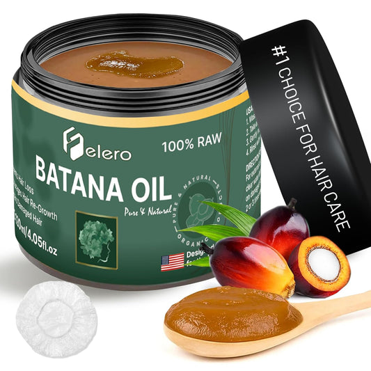 Raw Batana Oil for Hair Growth 4.05 oz - Pure Organic Treatment from Honduras by Dr. Sebi for Thicker, Stronger Hair and Hair Loss Prevention for All Hair Types and Beard Growth by Felero