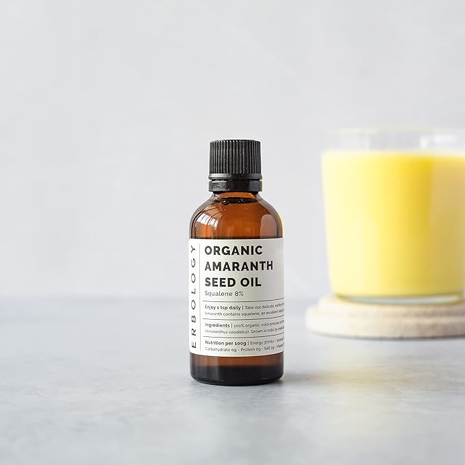 Erbology Organic Amaranth Oil 1.7 fl oz - Cold-Pressed - Rich in Squalene (8%) and Vitamin E (580% RI) - Regenerate and Nourish - No Additives or Preservatives - Sustainably Sourced - Vegan - GMO-Free