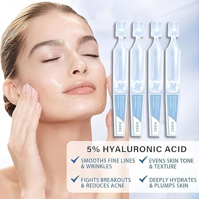 30 Pcs 5% Hyaluronic Acid Serum Vials (1.5ml Each), 5% Ultra-Hydrating Anti-Aging Face Serum for Women & Men, Deep Moisture, Wrinkle Reduction & Plumping, Portable Single-Use Tubes for Travel