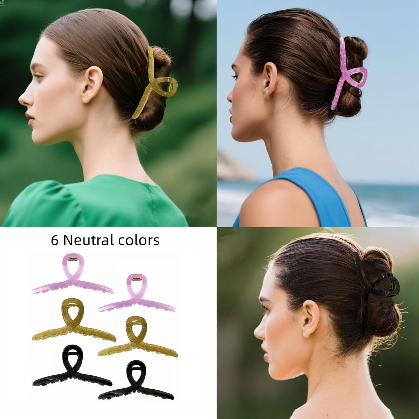 Large Hair Claw Clips Non-Slip Large Claw Hair for Women and Girls, Strong Hold Banana Jaw Clips for women 6 pcs