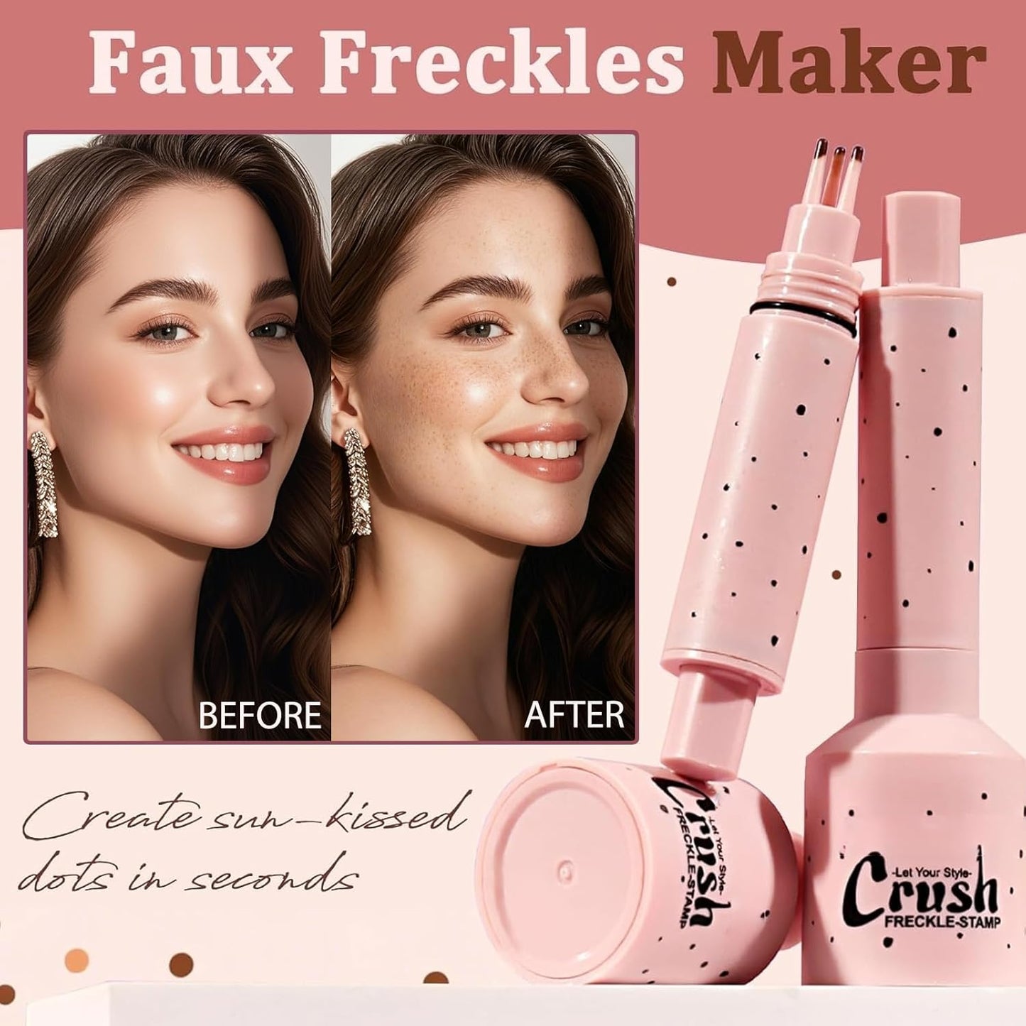 Faux Freckle Stamp for Girls and Women,Long Lasting Quick-drying Waterproof 5 Points Freckle Pen,Get Natural Lifelike Sunkissed Face Freckle Makeup Gift on Birthdays 02 Medium