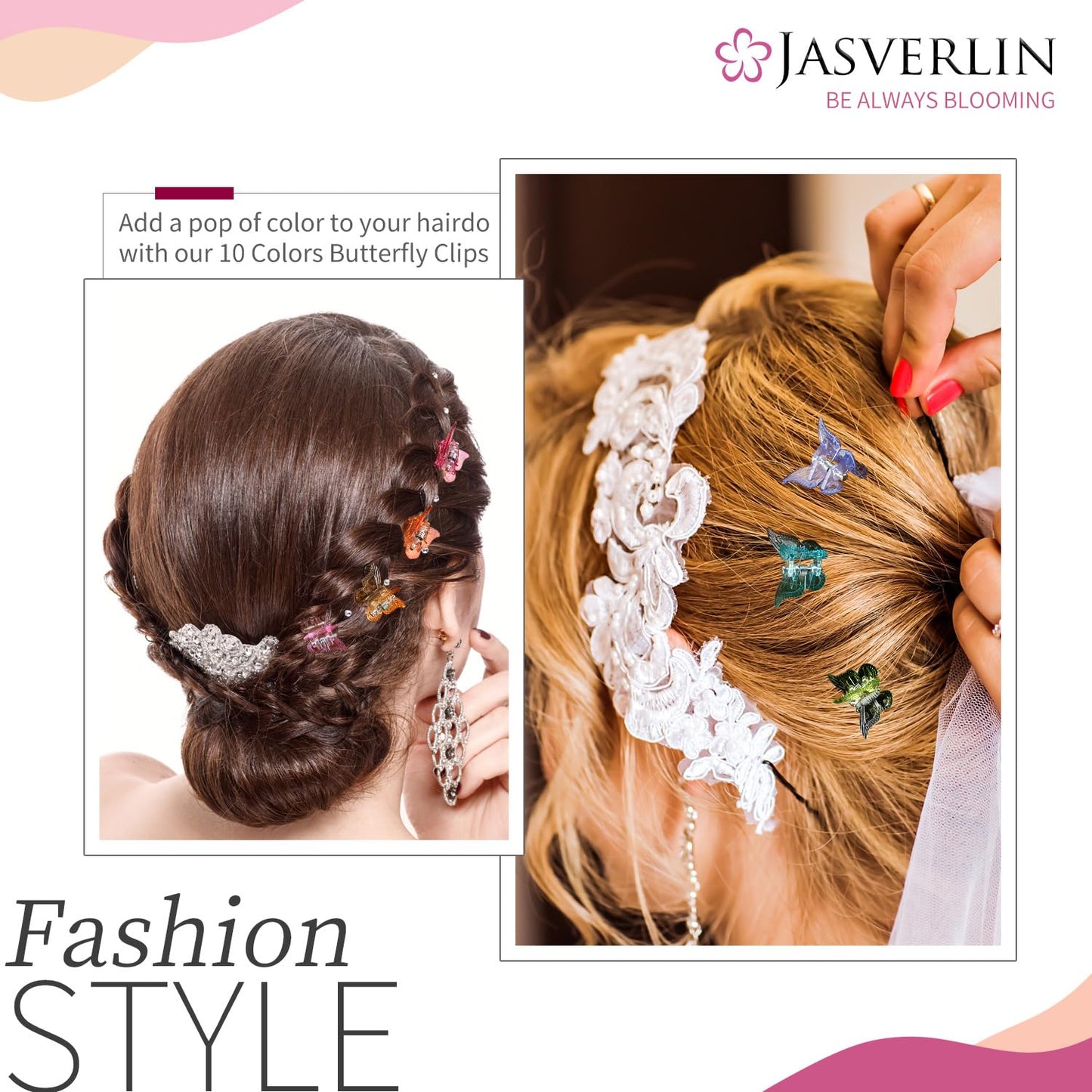 Gradient Butterfly Hair Clip, Mini Plastic 90s Hair Claw Clips for Women Girls, No Crease Toddler Y2K Accessories Set 50pcs Rainbow Assorted Color