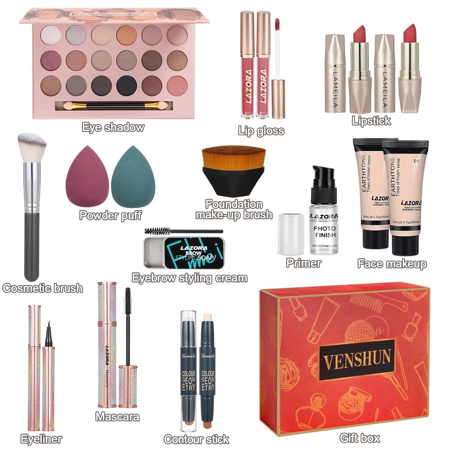Makeup Kit for Women Full Kit Makeup Sets for Teenagers Makeup Gift Set for Women Teen Girls Includes 18 Colors Eyeshadow Palette Foundation Make Up Sets for Beginners