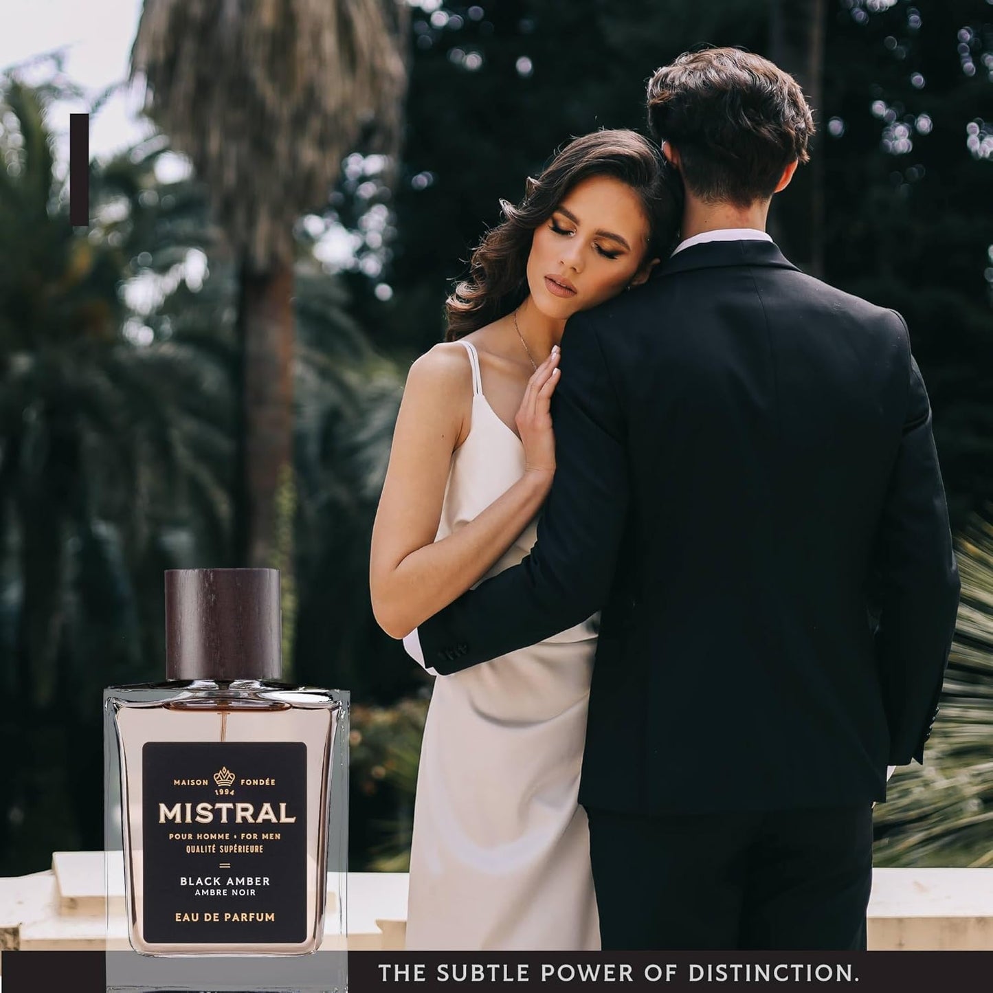 Mistral Men’s Cologne – Black Amber Eau de Parfum | Warm & Woody Masculine Scent with Fresh Lemon, Amber, Cedarwood & Musk | Cruelty-Free & Long-Lasting Perfume for Men, Made in France - 3.4 Oz