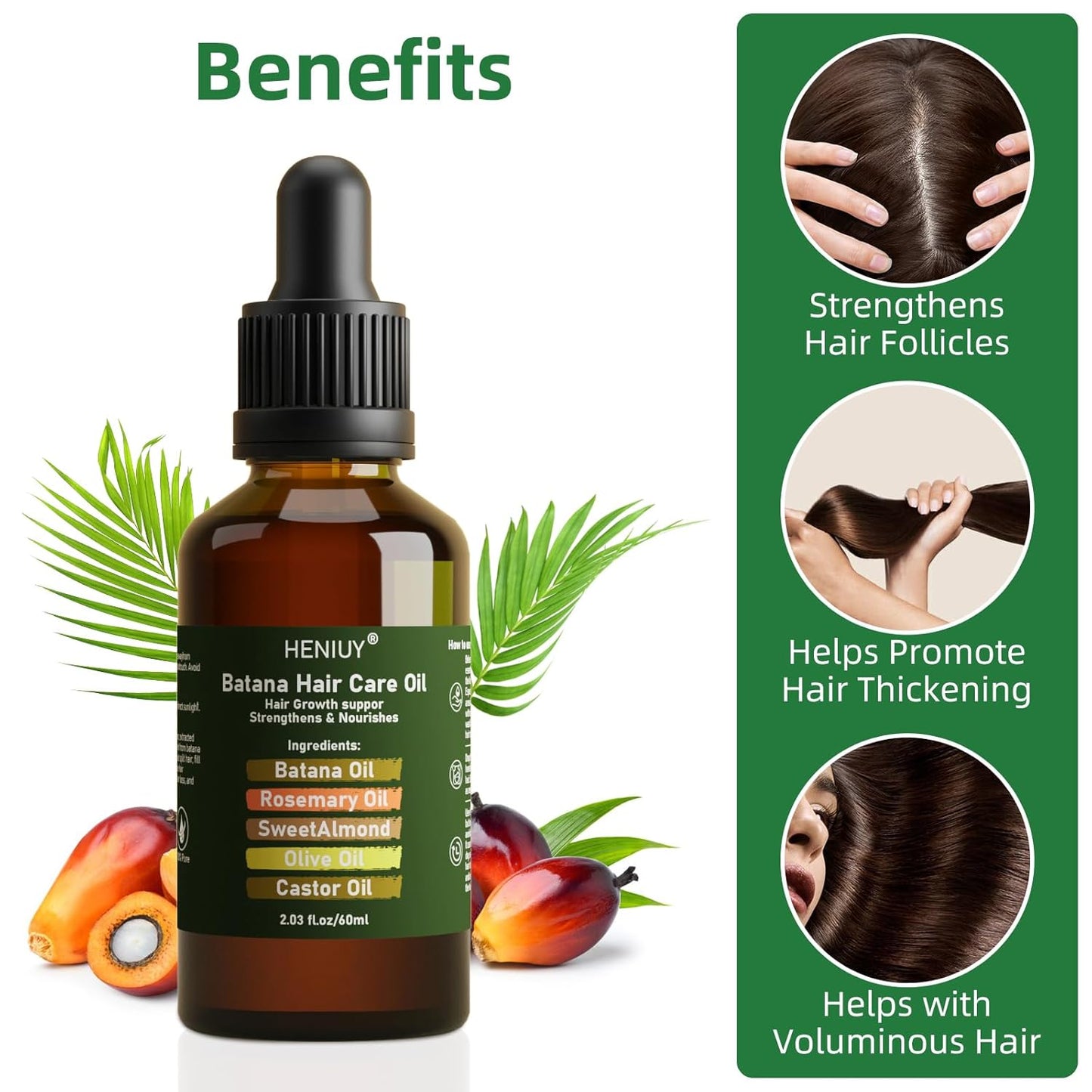 Battana Hair Care Oil – 2Fl Oz Natural Rosemary & Sweet Almond Oil Blend for Hair Growth & Repair – Organic, Vegan, Cruelty-Free – Lightweight, Non-Greasy Formula for Women & Men