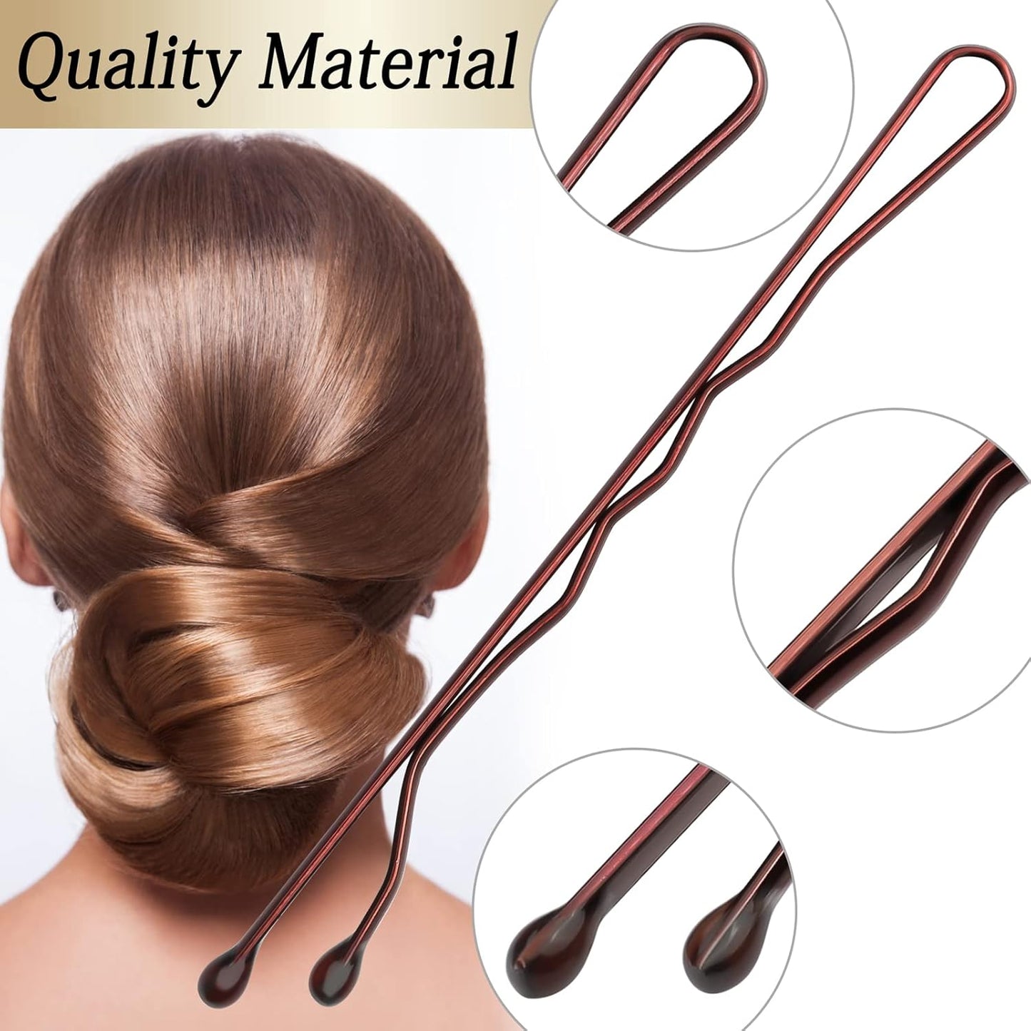100PCS 2.4Inch Bobby Pins Brown,Pain-Free Bobby Pins for All Hair Types,Hair Pins for Women Girls,Hairpins for Buns with Box(Brown)