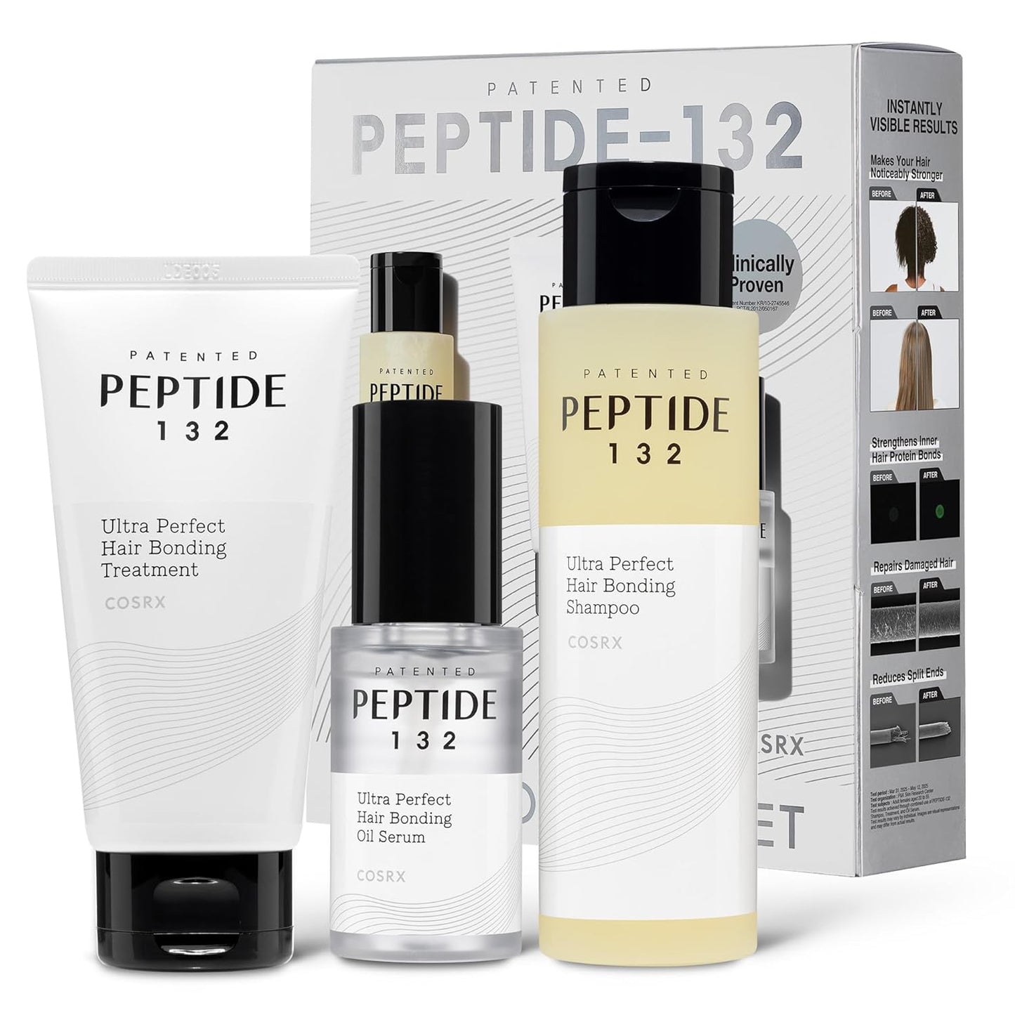 COSRX PEPTIDE 132 Hair Care Set - Bonding Shampoo, Treatment & Oil Serum, Bond Repair Treatment Hair Gift Set for Damaged, Dry Hair, Scalp Treatment for Dandruff, Dry & Itchy Scalp, Stocking Stuffers