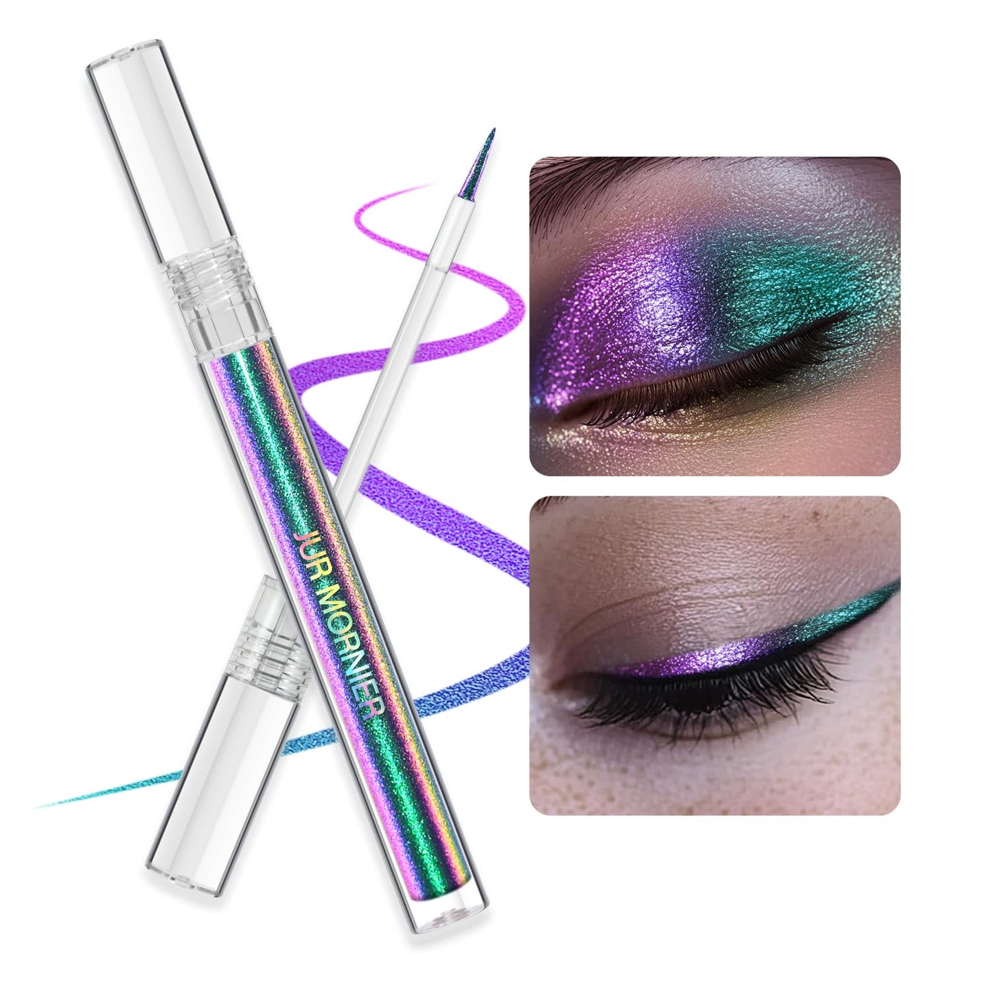 Multichrome Liquid Eyeshadow,Chameleon Eyeliner Colorful Eye Freckle Pen,Metallic Holographic Waterproof Long Lasting Smooth High Pigment Eyeshadow Highlighter Halloween Party Makeup(#604)