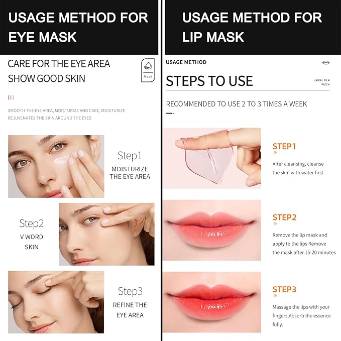 MEICOLY 30 Pads Lip and Eye Mask Sheet,Moisturizing Gold Caviar Under Eye Mask Strawberry Lip Mask,Crystal Anti-Aging Eye Patches Dark Circle Remover with Box,Eye and Lip Mask Set