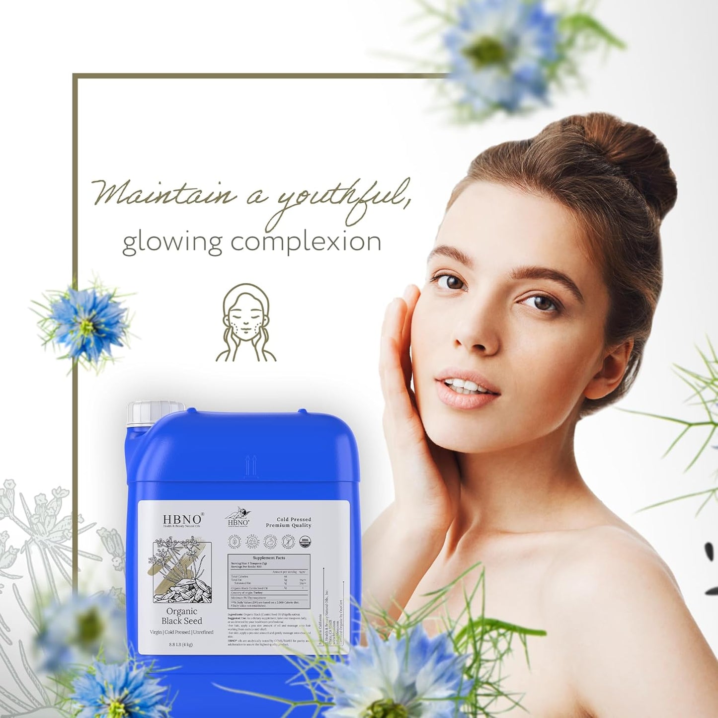 HBNO Organic Black Seed Oil - 8.8 lbs (4kg) - Ideal for Shampoos,Conditioners Soaps, Diffusers, Lotions, and Skin Care Products.