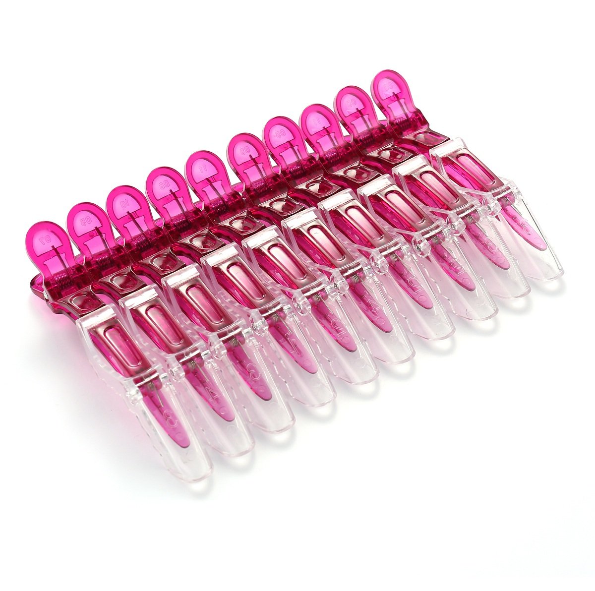 10pcs/set Croc Transparent Plastic Hairdresser Clips - Non Slip Alligator Clips for Women & Girls (10pcs-Rose Red)