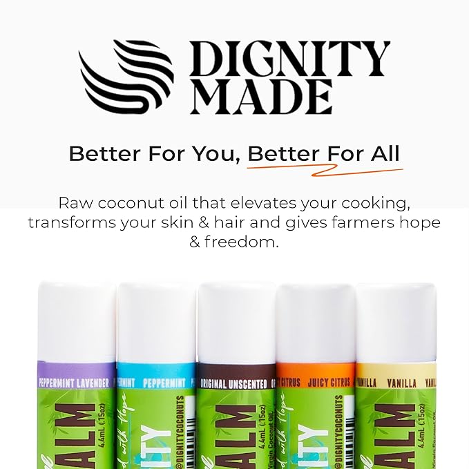 Fragrance Free Lip Balm w/Coconut Oil, Cocoa Butter & Essential Oils – Hydrating Lip Care Set - Vegan Lip Balm (Pack of 5 Lavender Peppermint, Juicy Citrus, Vanilla, Peppermint, Unscented)