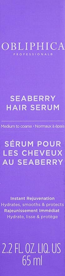 Obliphica Seaberry Leave in Hair Serum for Medium & Course Hair - Vitamins and Omegas for Frizz Free & Nourished Hair - Hair Serum for Dry Hair and Growth - 2.2 Fl Oz