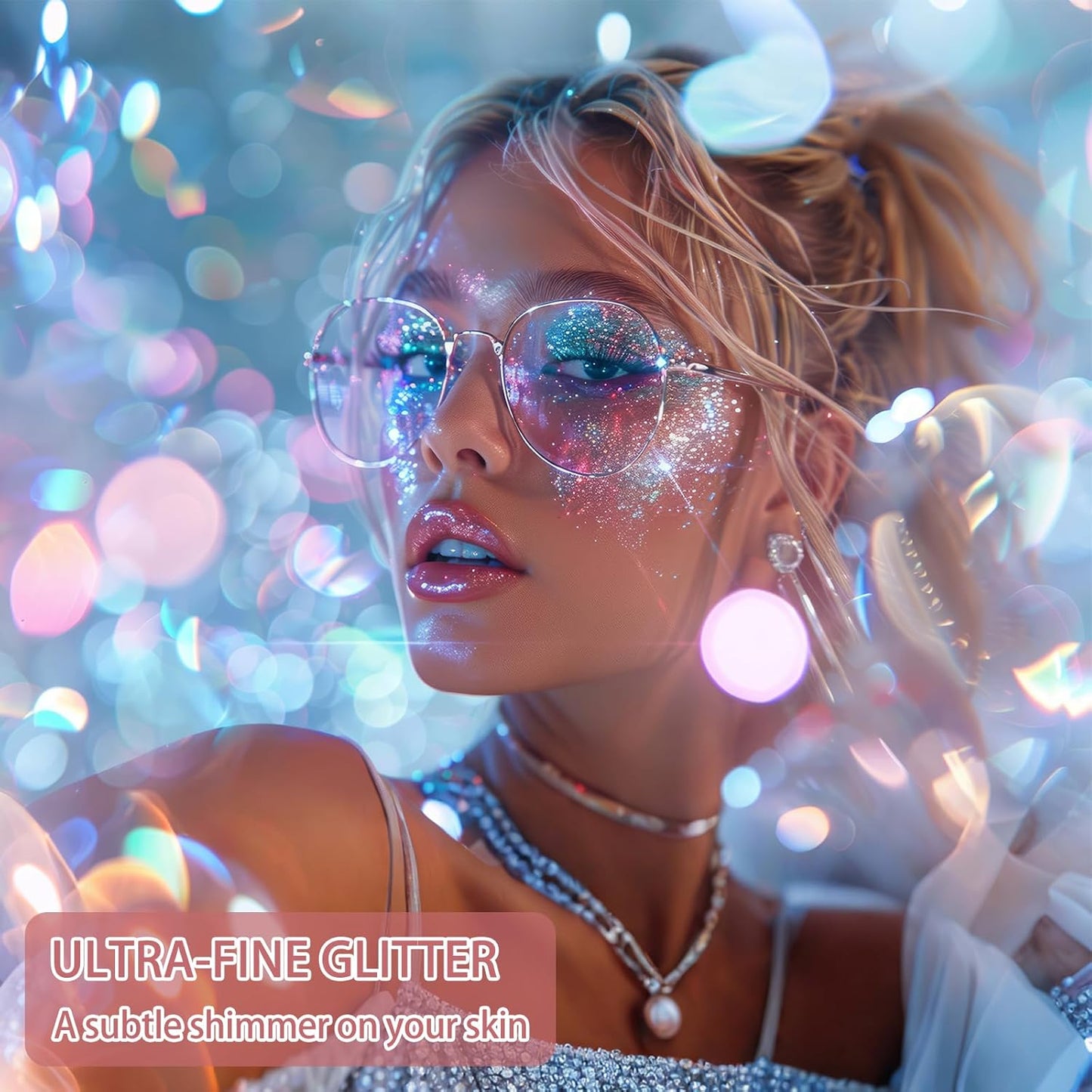 Etercycle Body Glitter Spray, Silver Hair Glitter Shimmer Sparkle Powder, Extra Fine Face Body Shimmer Cosmetic Glitter Makeup for Rave Clothes Nail Art Easter Halloween Crafts